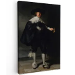 Het huwelijksportret van Marten Soolmans - Rembrandt van Rijn canvas 2cm klein -z3d