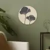 Bladeren - Minimalistisch - Zwart Akoestische PET Vilt - Rond klein -sfeer2