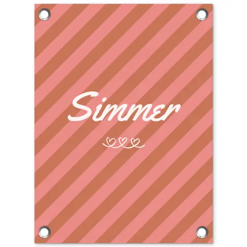 Simmer - Hartjes - Strepen - Roze tuinposter los doek klein -3d