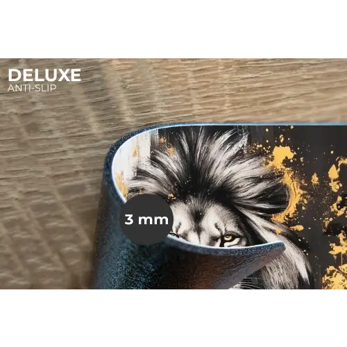 Leeuw - Portret - Verfspatten - Grijs Placemat vinyl groot -closeup