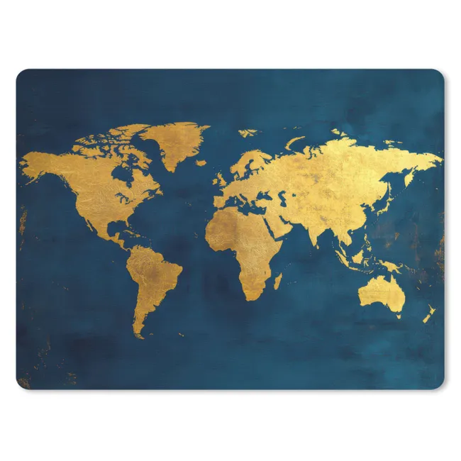 Mouse Pad - World map - Gold - Dark blue