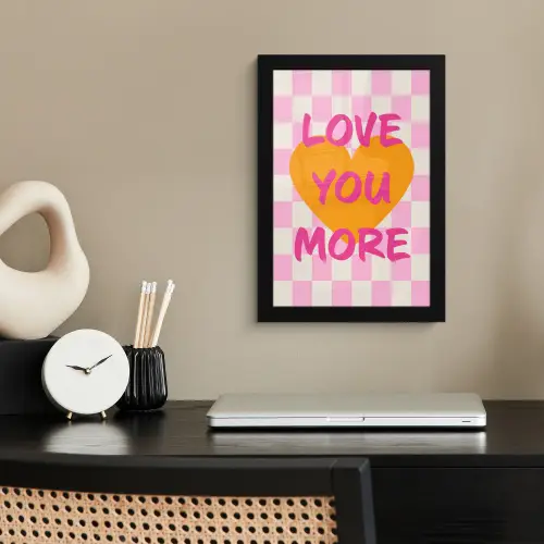Valentijn - Love - Roze - Oranje fotolijst zwart zonder passe partout klein -sfeer1