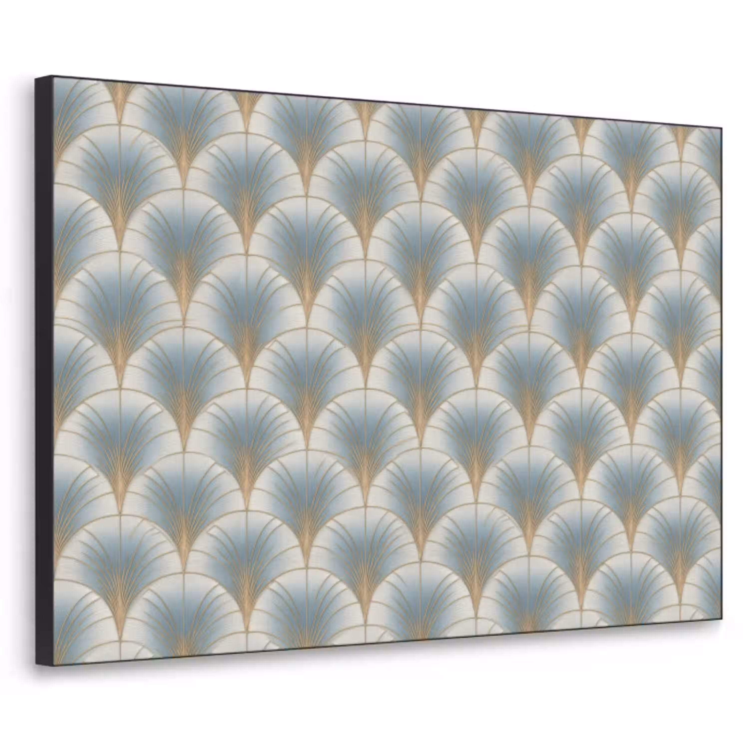 Waaier - Klassiek - Blauw Textielframe zwart klein 947 -3d