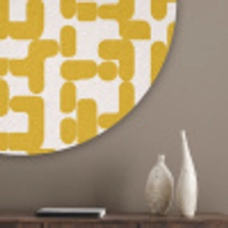 Geel - Beige - Patroon Akoestische PET Vilt - Rond klein 838 -sfeer5_closeup