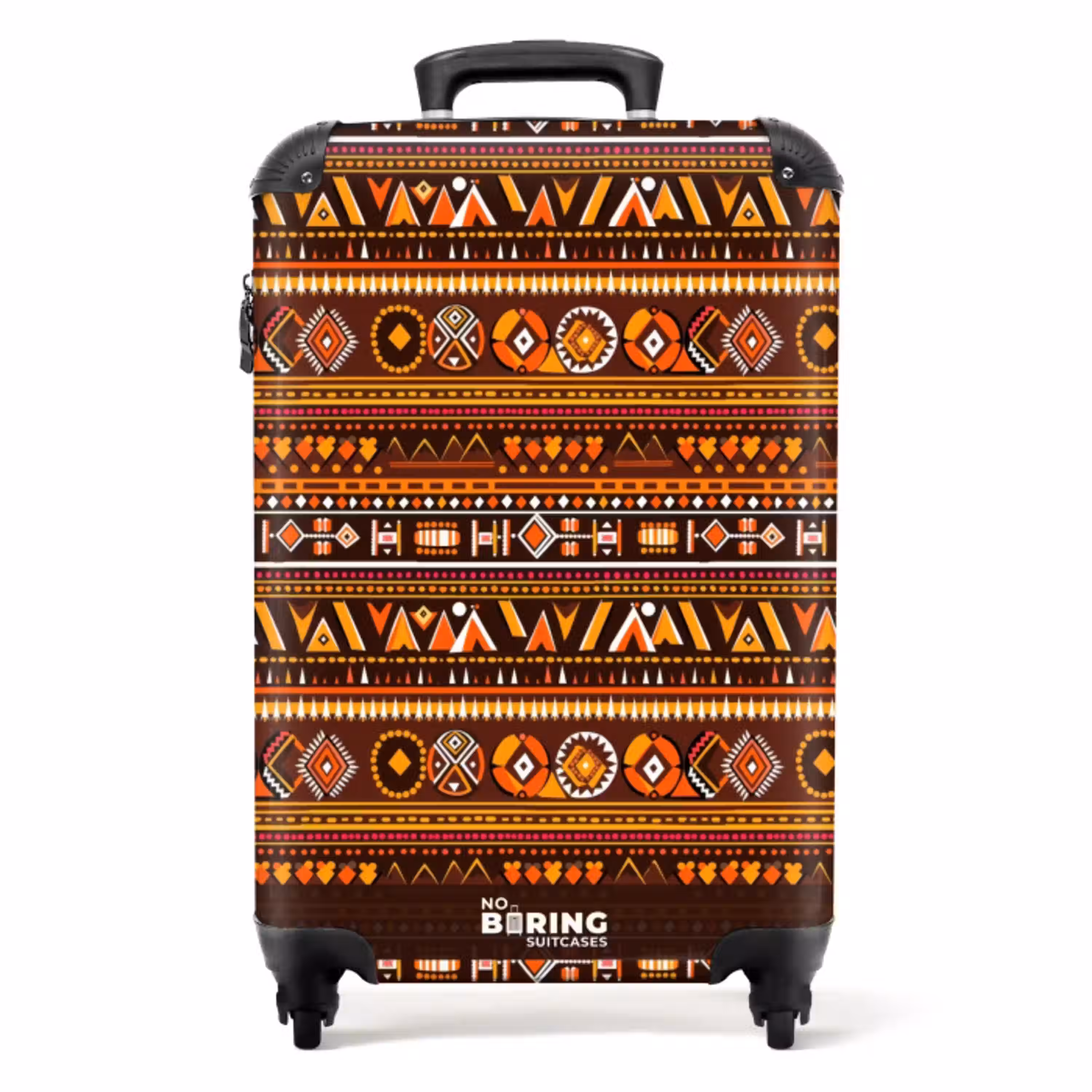 Oranje - Etnisch - Tribaal - Geometrisch - Patroon NBS - Handbagage koffer - Volwassenen Unisex middel -productfoto_recht