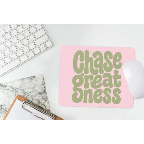 Chase greatness - Groen - Roze - Retro muismat rubber klein -witbureau