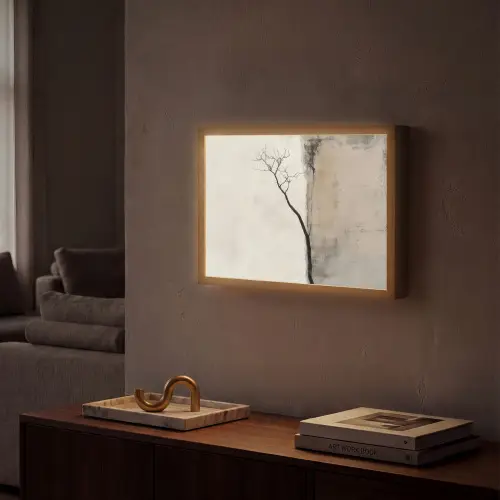 Wabi sabi - Plant - Beige Light Box met batterij (Wandlamp) middel -sfeer1