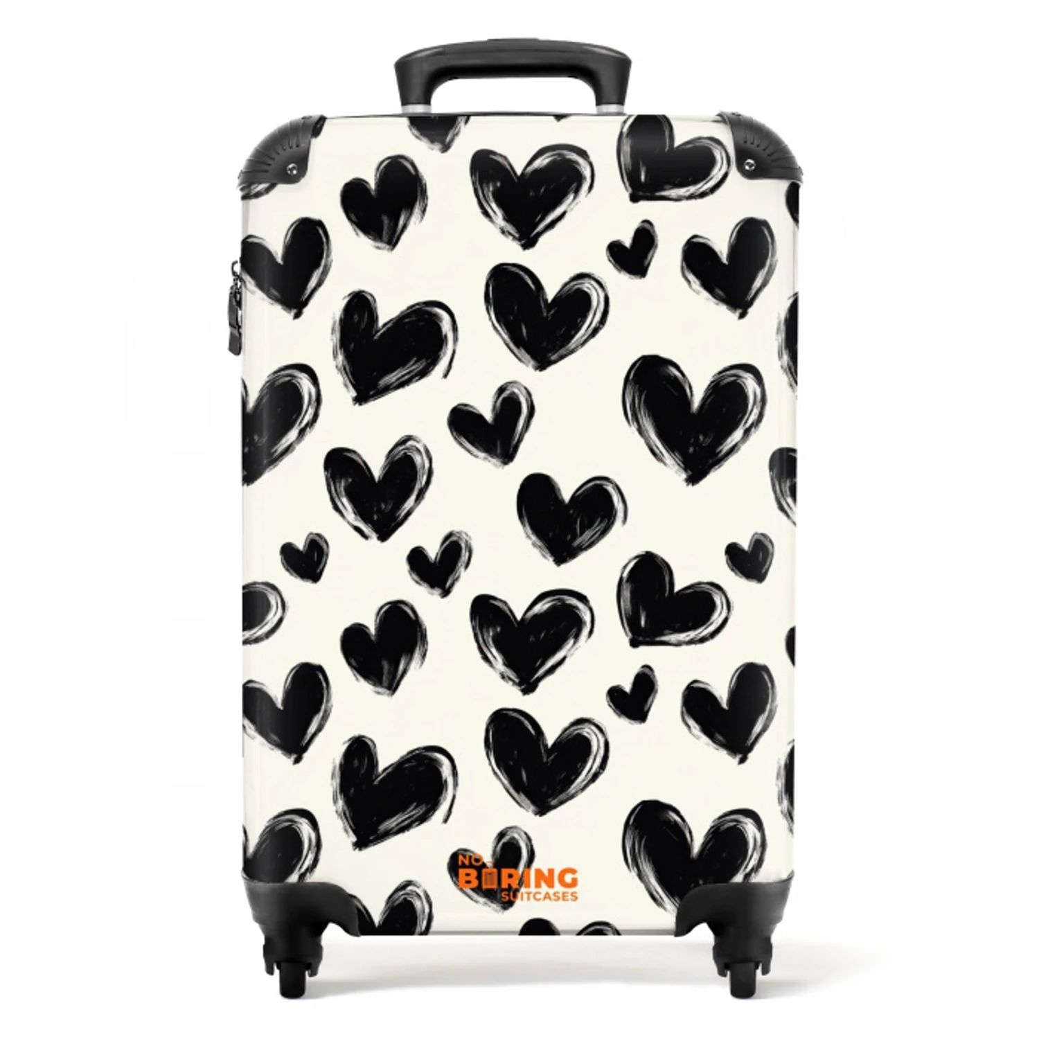 Hartjes - Patroon - Zwart NBS - Handbagage koffer - Volwassenen Unisex middel -productfoto_recht