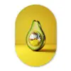 Avocado - Discobal - Geel - Glitter Wandcirkel Ovaal Glas middel -3d