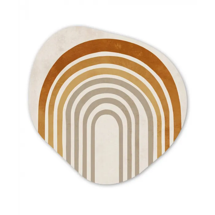 Minimalistisch - Boog - Lijnen - Beige Wandcirkel Organisch Forex 3mm klein -3d