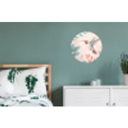 Kolibrie - Vliegen - Natuur - Illustratie - Kleurrijk Wandcirkel aluminium klein -slaapkamer