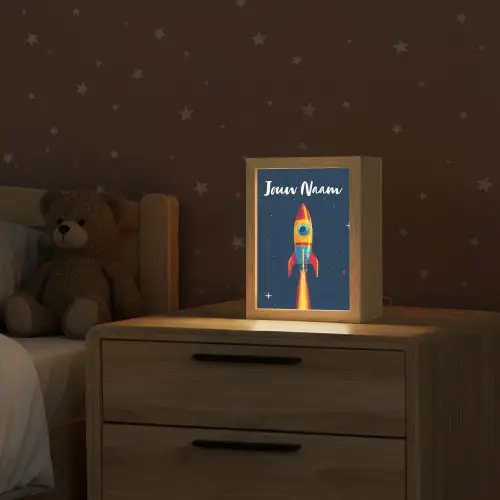 Raket - Rookwolken - Ruimte Light Box met kabel (Kinderlampje) klein -sfeer1_kind