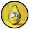 Avocado - Discobal - Geel - Glitter Fotolijst rond zonder passe partout klein -3d