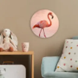 Flamingo - Water - Roze Wandcirkel kunststof plaat 5mm dik klein -tsfeer1_kind
