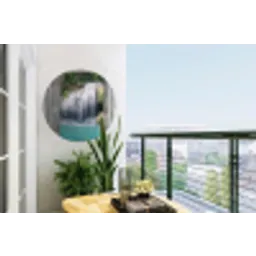 Doorkijk - Waterval - Natuur - Landschap Wandcirkel tuinposter met ringen klein -buiten1