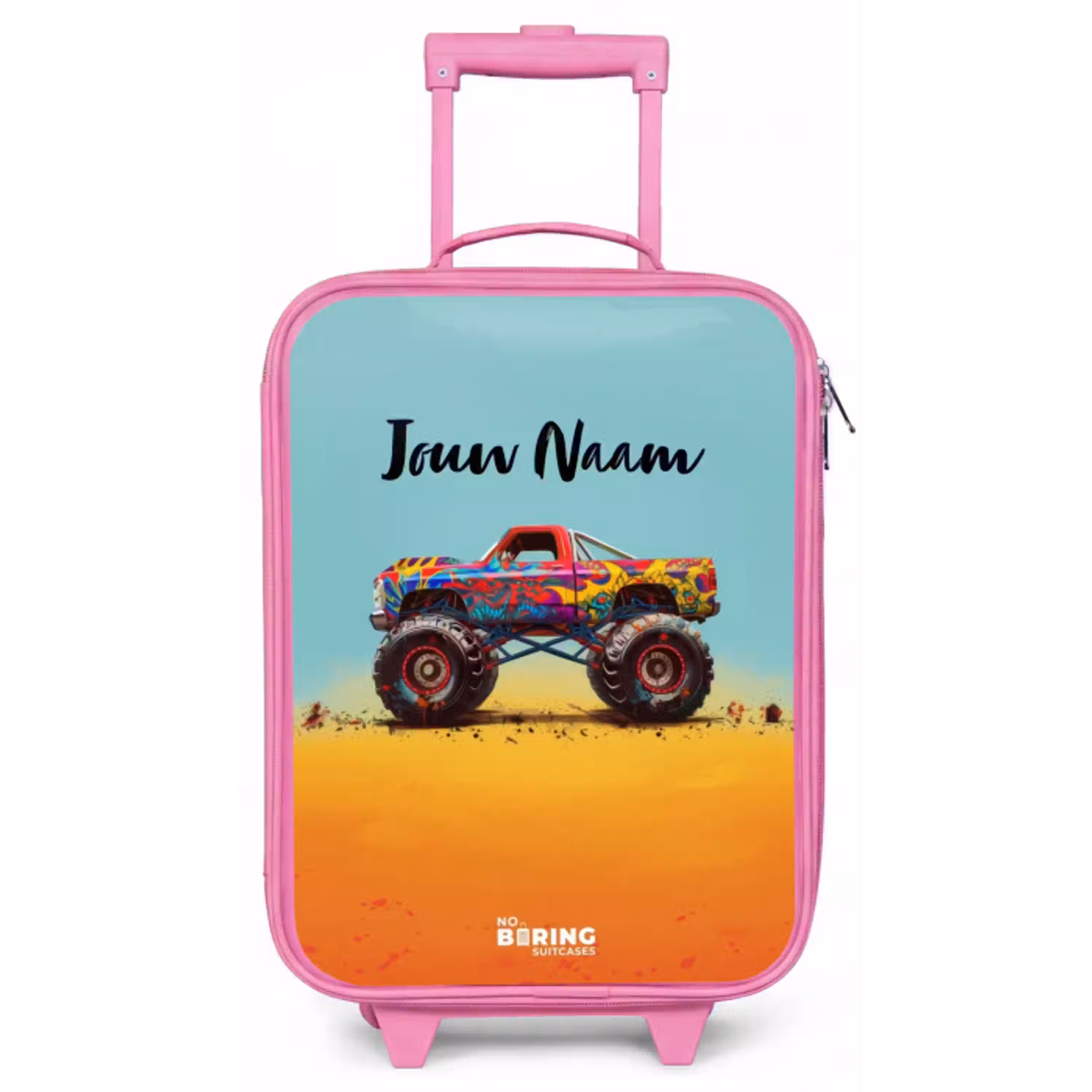 Monstertruck met Graffiti Print in het Zand Kinderkoffer - Roze klein -zz3dotto