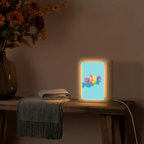Blauw - Snoep - Regenboog Light Box met kabel (Tafellamp) klein -sfeer4