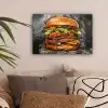 Burger - Eten - Kunst - Grijs - Graffiti canvas 2cm klein -sfeer1