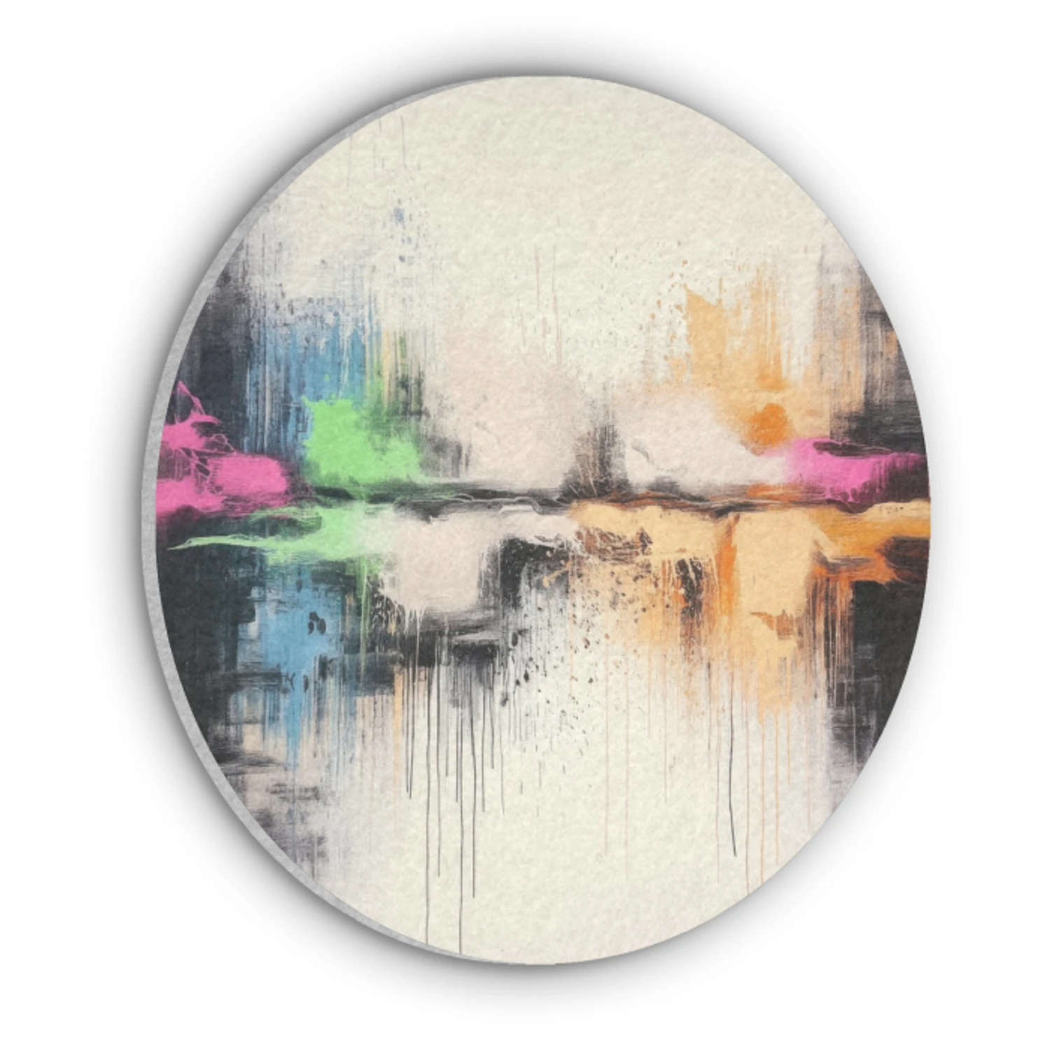 Abstract - Kleurexplosie - Landschap Akoestische PET Vilt - Rond klein -3d