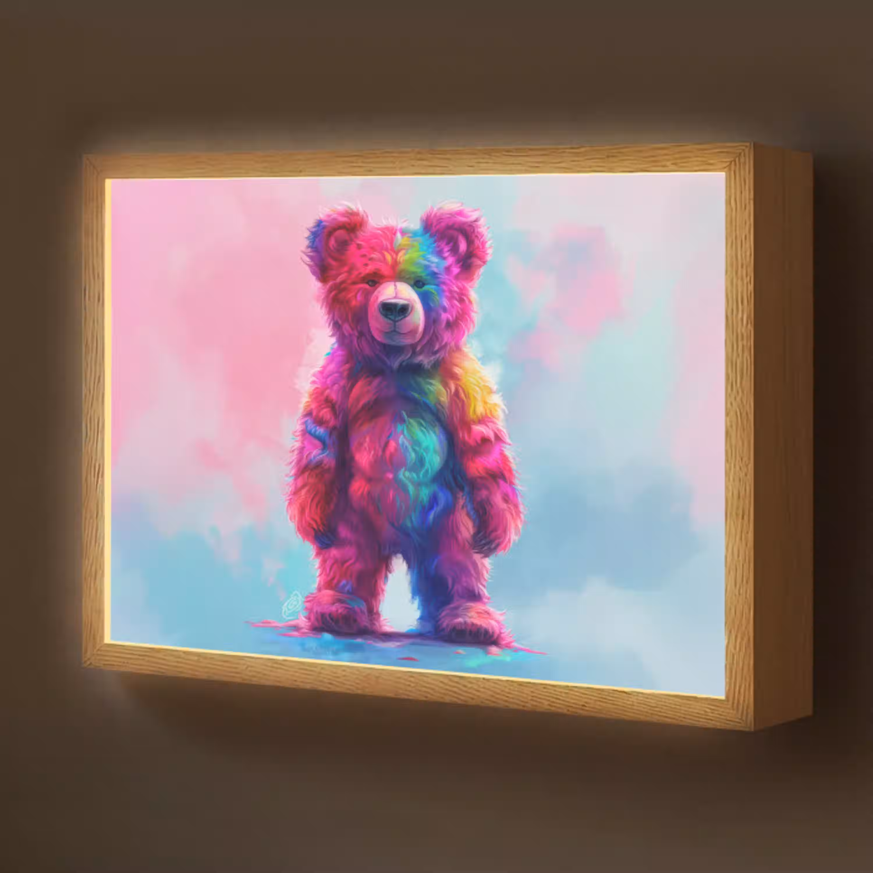 Beer - Kleurrijk - Dier Light Box met batterij (Wandlamp kind) middel -z3d_website
