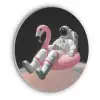 Astronaut - Flamingo - Zwemband - Roze Akoestische PET Vilt - Rond klein -3d