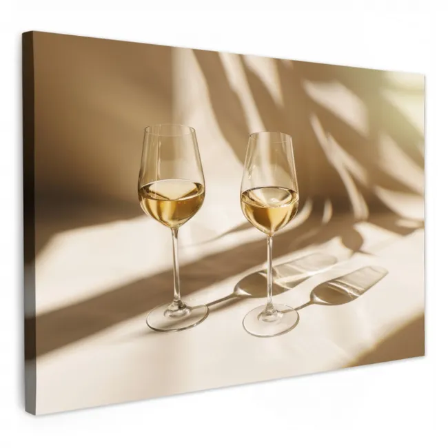 Canvas schilderij - Wijn - Wijnglazen - Wit