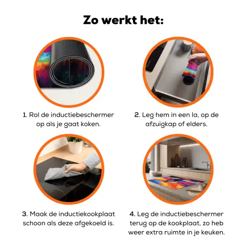 Neushoorn - Zonsondergang - Savanna - Kleurrijk Inductie beschermer vinyl 3mm klein -zzzzzzz-td-werking