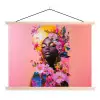 Kleurrijk - Bloemen - Vrouw - Zon textielposter latten blank klein -3d