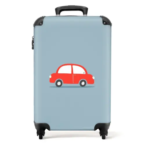Rode auto blauwe achtergrond NBS - Handbagage koffer - Unisex middel -productfoto_recht