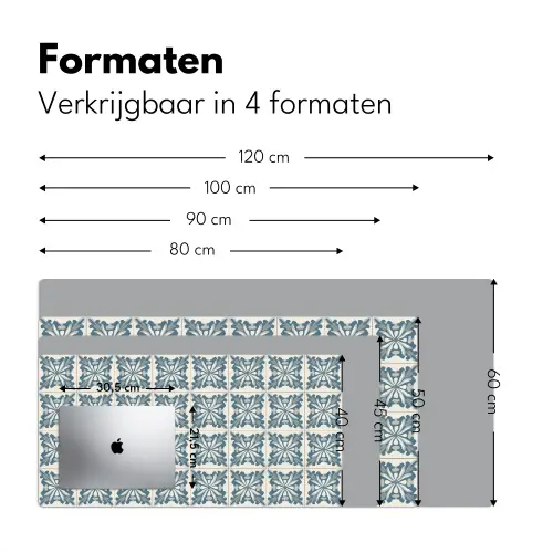 Dessin - Tegel - Blauw Muismat XXL klein 681 -sfeer5