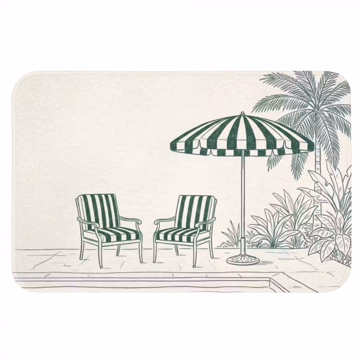 Badematte - Terrasse - Illustration - Grün