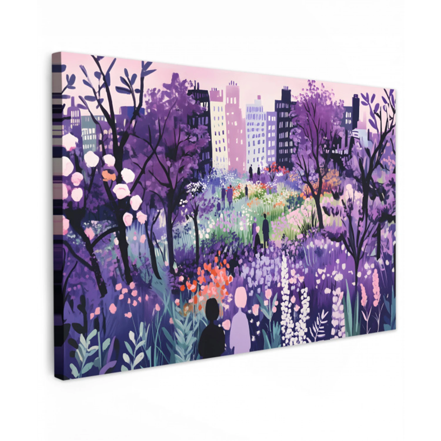 Park - Bomen - Bloemen - Gebouwen Tuinposter op houten frame 2 cm dik klein -3d