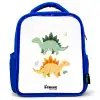 Dinos - Dieren - Groen - Oranje Kinderrugzak - Blauw middel -3d