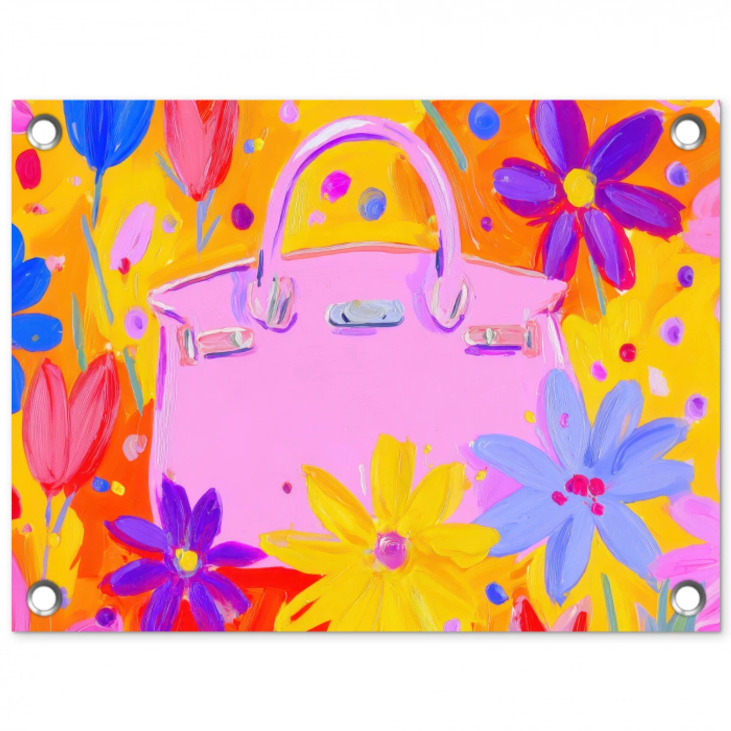 Tas - Roze - Bloemen tuinposter los doek klein -3d