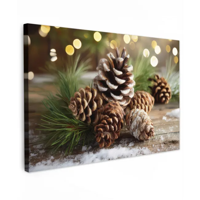 Dennenappels - Kerstsfeer - Bruin - Groen canvas 2cm klein -z3d