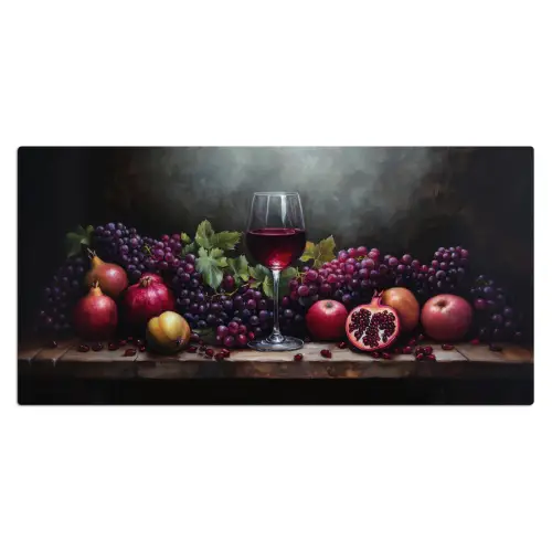 Wijn - Fruit - Stilleven Muismat XXL klein -3d_leeg