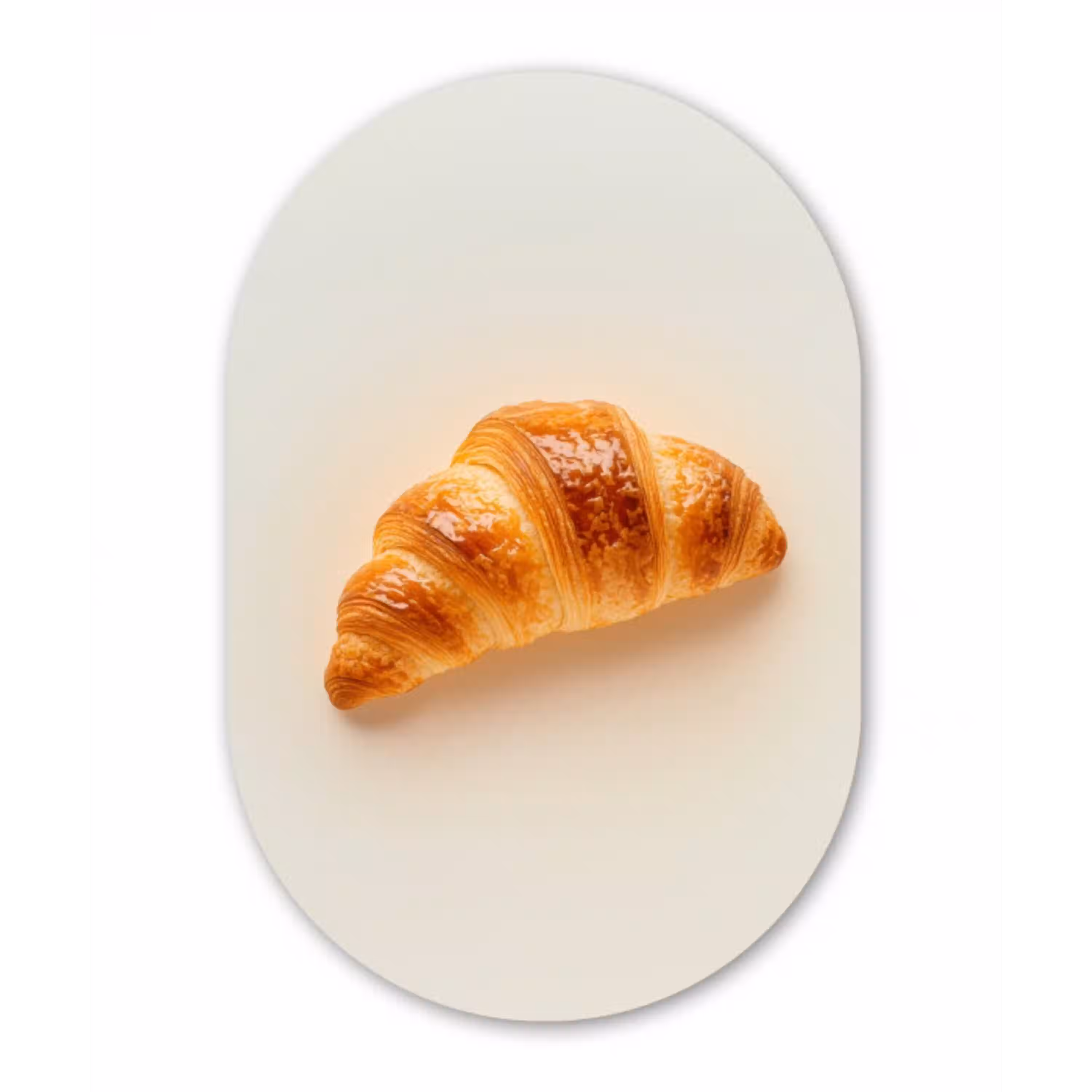 Croissant - Brood - Beige Wandcirkel Ovaal Aluminium middel -3d