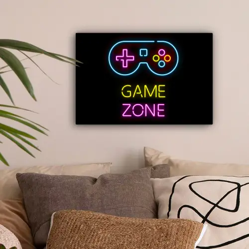 Controller - Game - Neon - Zwart - Quotes - Game zone canvas 2cm klein -sfeer1