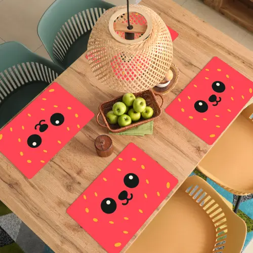 Kat - Aardbei - Cartoon Placemat vinyl groot -zzsfeer5_Kitchenyeah-website