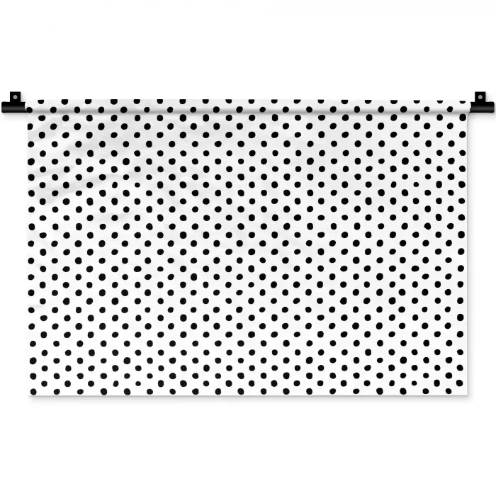 Stippen - Patroon - Zwart - Wit Wandkleed katoen klein 269 -zz3d