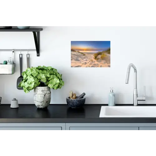 Duin - Zonsondergang - Horizon - Strand - Gras Muursticker klein -keuken