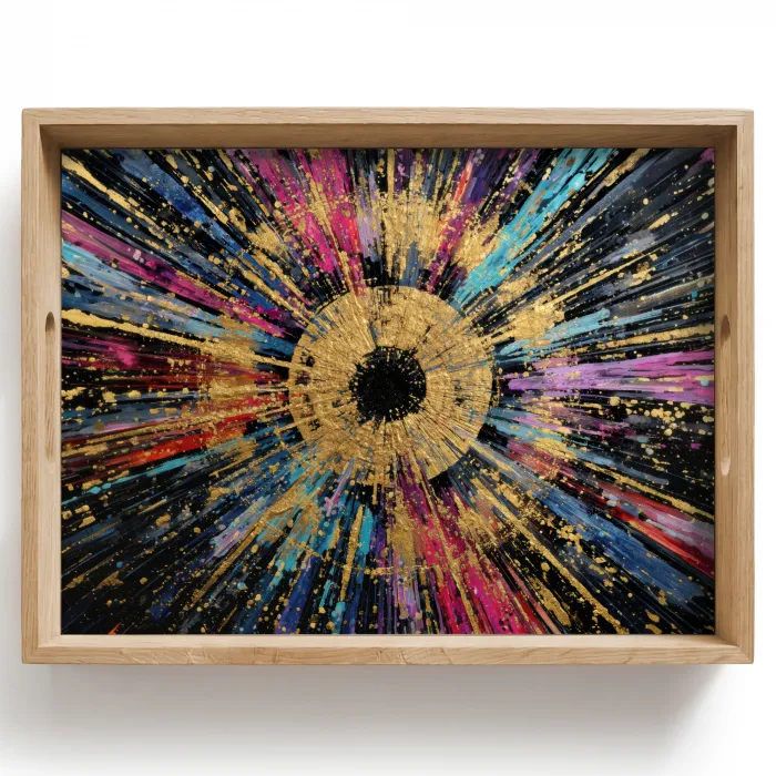 Explosie - Goud - Kleurrijk - Abstract Dienblad Rechthoek middel -z3d_shopping
