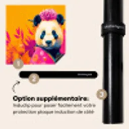 Kimono - Roze - Panda - Bloemenkroon Inductie beschermer vinyl 3mm middel -zzzzzzz-induclip_FR