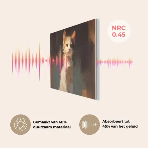 Kat - Geschilderd - Artistiek - Wit PET vilt klein -USP_NL