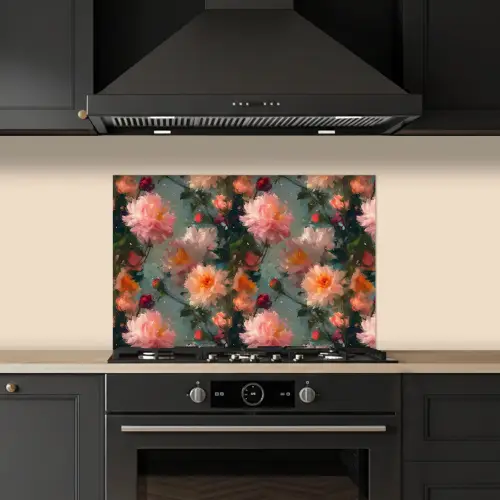Dahlia - Bloemen - Patroon keuken achterwand spatscherm klein 900 -sfeer1