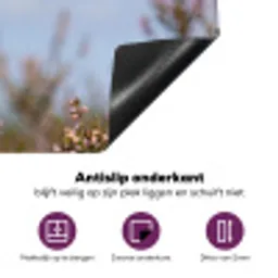 Roodborsttapuit - Heide - Paars - Natuur - Sfeervol Inductie beschermer vinyl 3mm klein -zzzzzzz-cc-onderkant