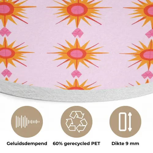 Zon - Motief - Roze Akoestische PET Vilt - Rond klein 838 -closeup_NL