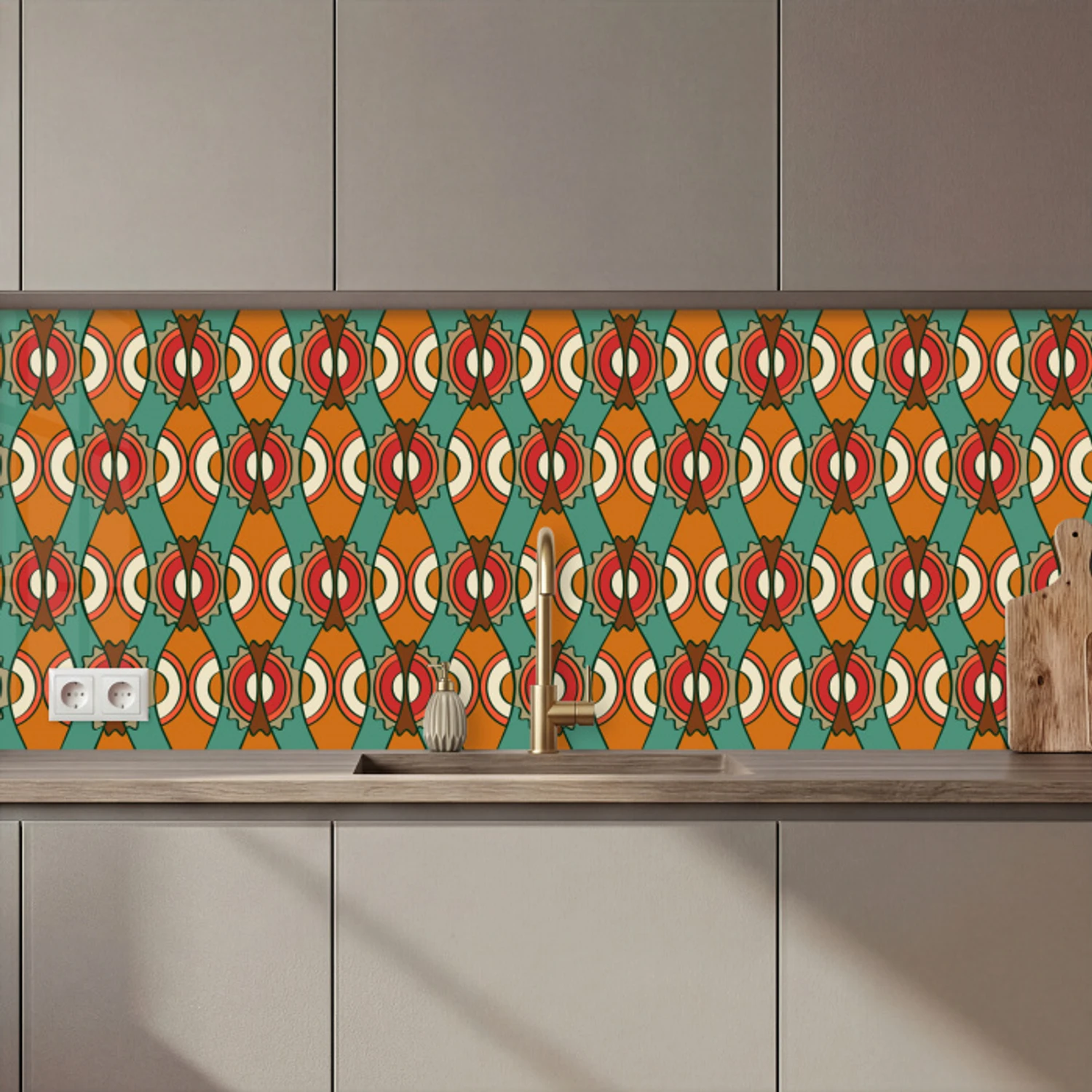 Design - Retro - Oranje - Abstract keuken achterwand 2 middel 871 zz_3dshopping