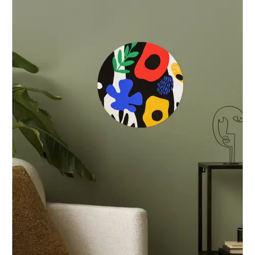 Bloemen - Bladeren - Abstract - Zwart Wandcirkel behangsticker klein -sfeer2