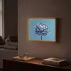 Bloem - Blauw - Bloemblaadjes - Streepjes Light Box met batterij (Wandlamp) middel -sfeer1